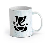 AYUEHBN cerámica Tazas Grandes para Bebidas Calientes Resumen Ganesha Hindú Hinduismo Vedas Dios （11oz/320ml） Café, té, latte, leche, cacao, zumo y otras bebidas calientes Azul mármol