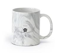 AYUEHBN cerámica Tazas Grandes para Bebidas Calientes Tienda de mascotas Angel Wings Paw Pets Nursery （11oz/320ml） Para cafetería o restaurante Negro mármol
