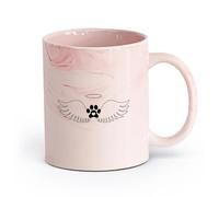 AYUEHBN cerámica Tazas Grandes para Bebidas Calientes Tienda de mascotas Angel Wings Paw Pets Nursery （11oz/320ml） Para cafetería o restaurante Rosa mármol