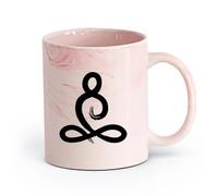 AYUEHBN cerámica Tazas Grandes para Bebidas Calientes Yoga Meditación Budismo Zen Caligrafía （11oz/320ml） Taza de cerámica para capuchino, té, leche Rosa mármol