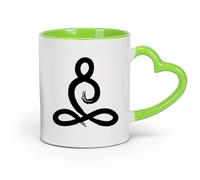AYUEHBN cerámica Tazas Grandes para Bebidas Calientes Yoga Meditación Budismo Zen Caligrafía （11oz/320ml） Taza de cerámica para capuchino, té, leche Verde