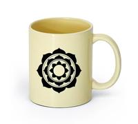 AYUEHBN cerámica Tazas Grandes para Té, Café y Chocolate Caliente Budismo del Mandala del Loto （11oz/320ml） Cappuccino, Latte Macchiato, té, espresso Beige