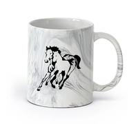 AYUEHBN cerámica Tazas Grandes para Té, Café y Chocolate Caliente Caballos Potro Animal Tribal （11oz/320ml） Café, té, latte, leche, cacao, zumo y otras bebidas calientes Negro mármol