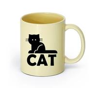 AYUEHBN cerámica Tazas Grandes para Té, Café y Chocolate Caliente Gato Mascota Palabra Animal （11oz/320ml） Ideal para el hogar, la oficina, cafeterías, ideas de regalo Beige