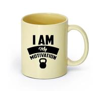 AYUEHBN cerámica Tazas Grandes para Té, Café y Chocolate Caliente Yo soy mi motivación Gimnasia （11oz/320ml） Taza de cerámica para capuchino, té, leche Beige