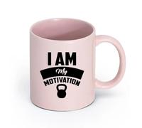 AYUEHBN cerámica Tazas Grandes para Té, Café y Chocolate Caliente Yo soy mi motivación Gimnasia （11oz/320ml） Taza de cerámica para capuchino, té, leche Rosa
