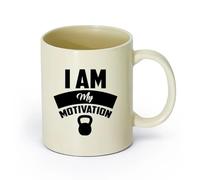 AYUEHBN cerámica Tazas Grandes para Té, Café y Chocolate Caliente Yo soy mi motivación Gimnasia （11oz/320ml） Taza de cerámica para capuchino, té, leche Amarillo claro