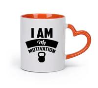 AYUEHBN cerámica Tazas Grandes para Té, Café y Chocolate Caliente Yo soy mi motivación Gimnasia （11oz/320ml） Taza de cerámica para capuchino, té, leche Naranja