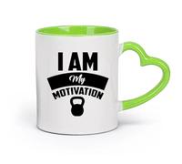 AYUEHBN cerámica Tazas Grandes para Té, Café y Chocolate Caliente Yo soy mi motivación Gimnasia （11oz/320ml） Taza de cerámica para capuchino, té, leche Verde