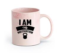 AYUEHBN cerámica Tazas Grandes para Té, Café y Chocolate Caliente Yo soy mi motivación Gimnasia （11oz/320ml） Taza de cerámica para capuchino, té, leche Rosa mármol