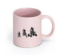 AYUEHBN cerámica Tazas para Chocolate Caliente ATV Quad Conductor Motocicleta Bicicleta Extremo Familia （11oz/320ml） Para leche, té, cola y agua Rosa