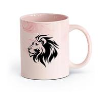 AYUEHBN cerámica Tazas para Chocolate Caliente Cabeza de león, depredador, animal salvaje africano （11oz/320ml） Café, té, latte, leche, cacao, zumo y otras bebidas calientes Rosa mármol