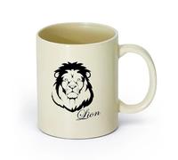 AYUEHBN cerámica Tazas para Chocolate Caliente Cabeza de león rey africano, animal salvaje depredador （11oz/320ml） Para cafetería o restaurante Amarillo claro