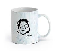 AYUEHBN cerámica Tazas para Chocolate Caliente Cabeza de león rey africano, animal salvaje depredador （11oz/320ml） Para cafetería o restaurante Azul mármol