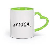 AYUEHBN cerámica Tazas para Chocolate Caliente Evolución del jugador de hockey Deportes divertidos （11oz/320ml） Ideal para el hogar, la oficina, cafeterías, ideas de regalo Verde