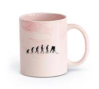 AYUEHBN cerámica Tazas para Chocolate Caliente Evolución del jugador de hockey Deportes divertidos （11oz/320ml） Ideal para el hogar, la oficina, cafeterías, ideas de regalo Rosa mármol