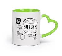 AYUEHBN cerámica Tazas para Chocolate Caliente Hamburguesa Comida Rápida Carne de Res de Primera Calidad （11oz/320ml） Para té, café y bebidas calientes Verde