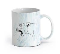 AYUEHBN cerámica Tazas para Chocolate Caliente Leona Depredador Bestia Salvaje Gran Felino Animal （11oz/320ml） Para bebidas calientes, latte, capuchino Azul mármol