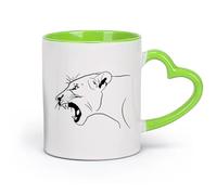 AYUEHBN cerámica Tazas para Chocolate Caliente Leona Depredador Bestia Salvaje Gran Felino Animal （11oz/320ml） Para bebidas calientes, latte, capuchino Verde