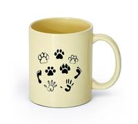 AYUEHBN cerámica Tazas para Chocolate Caliente Mascotas Rastros Personas Huellas de Patas Animales Amigables （11oz/320ml） Para espresso, juego de té Beige