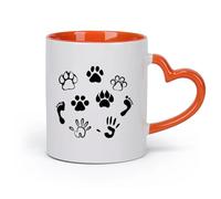 AYUEHBN cerámica Tazas para Chocolate Caliente Mascotas Rastros Personas Huellas de Patas Animales Amigables （11oz/320ml） Para espresso, juego de té Naranja