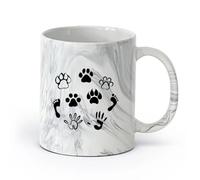 AYUEHBN cerámica Tazas para Chocolate Caliente Mascotas Rastros Personas Huellas de Patas Animales Amigables （11oz/320ml） Para espresso, juego de té Negro mármol