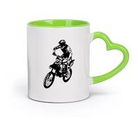AYUEHBN cerámica Tazas para Chocolate Caliente Motocross extremo de velocidad, motocicleta, motociclista （11oz/320ml） Bebidas calientes, espresso Verde