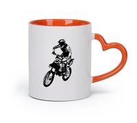 AYUEHBN cerámica Tazas para Chocolate Caliente Motocross extremo de velocidad, motocicleta, motociclista （11oz/320ml） Bebidas calientes, espresso Naranja