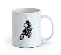 AYUEHBN cerámica Tazas para Chocolate Caliente Motocross extremo de velocidad, motocicleta, motociclista （11oz/320ml） Bebidas calientes, espresso Azul mármol