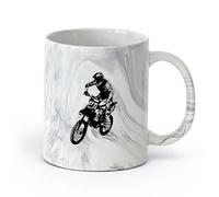 AYUEHBN cerámica Tazas para Chocolate Caliente Motocross extremo de velocidad, motocicleta, motociclista （11oz/320ml） Bebidas calientes, espresso Negro mármol