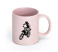 AYUEHBN cerámica Tazas para Chocolate Caliente Motocross extremo de velocidad, motocicleta, motociclista （11oz/320ml） Bebidas calientes, espresso Rosa