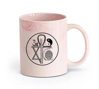 AYUEHBN cerámica Tazas para Chocolate Caliente Religiones universales Símbolos religiosos Paz mundial （11oz/320ml） Para cafetería o restaurante Rosa mármol