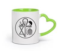 AYUEHBN cerámica Tazas para Chocolate Caliente Religiones universales Símbolos religiosos Paz mundial （11oz/320ml） Para cafetería o restaurante Verde