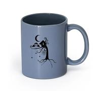 AYUEHBN cerámica Tazas para Hogar y Oficina Animal Cuento de hadas Árbol Bosque Telaraña Búho Noche Luna （11oz/320ml） Ideal para usar en casa y la oficina Gris azulado