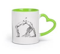 AYUEHBN cerámica Tazas para Hogar y Oficina Árbol Chica Primavera Belleza Flores Pájaros Natural （11oz/320ml） Taza de cerámica para capuchino, té, leche Verde
