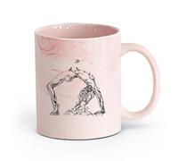 AYUEHBN cerámica Tazas para Hogar y Oficina Árbol Chica Primavera Belleza Flores Pájaros Natural （11oz/320ml） Taza de cerámica para capuchino, té, leche Rosa mármol