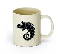 AYUEHBN cerámica Tazas para Hogar y Oficina Dibujos animados divertidos camaleón lagarto animal vivero （11oz/320ml） Para té, café y bebidas calientes Amarillo claro