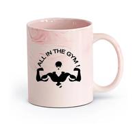 AYUEHBN cerámica Tazas para Hogar y Oficina Gimnasia Fitness Center Sex Appeal Cuerpo Belleza Salud Logo （11oz/320ml） Para té, café y bebidas calientes Rosa mármol