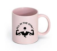 AYUEHBN cerámica Tazas para Hogar y Oficina Gimnasia Fitness Center Sex Appeal Cuerpo Belleza Salud Logo （11oz/320ml） Para té, café y bebidas calientes Rosa