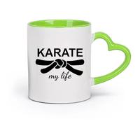 AYUEHBN cerámica Tazas para Hogar y Oficina Karate Mi Vida Artes Marciales Lucha Deporte de Lucha （11oz/320ml） Elegante y duradero: apto para microondas y lavavajillas Verde