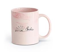 AYUEHBN cerámica Tazas para Hogar y Oficina Libros de la biblioteca Librería Librería del lector （11oz/320ml） Ideal para el hogar, la oficina, cafeterías, ideas de regalo Rosa mármol
