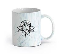 AYUEHBN cerámica Tazas para Hogar y Oficina Meditación de Buda del Budismo de la Flor de Loto （11oz/320ml） Cappuccino, Latte Macchiato, té, espresso Azul mármol