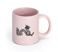 AYUEHBN cerámica Tazas para Hogar y Oficina Símbolo de dragón chino, leyenda de fantasía de estilo asiático （11oz/320ml） Para hombres y mujeres Rosa