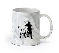 AYUEHBN cerámica Tazas para Hogar y Oficina Toro enojado con cuernos de rodeo Animal Spain Ranch （11oz/320ml） Regalo único de oficina para mujeres y hombres Negro mármol