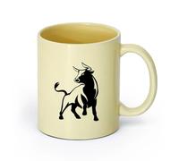 AYUEHBN cerámica Tazas para Hogar y Oficina Toro enojado con cuernos de rodeo Animal Spain Ranch （11oz/320ml） Regalo único de oficina para mujeres y hombres Beige