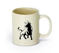 AYUEHBN cerámica Tazas para Hogar y Oficina Toro enojado con cuernos de rodeo Animal Spain Ranch （11oz/320ml） Regalo único de oficina para mujeres y hombres Amarillo claro