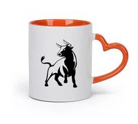 AYUEHBN cerámica Tazas para Hogar y Oficina Toro enojado con cuernos de rodeo Animal Spain Ranch （11oz/320ml） Regalo único de oficina para mujeres y hombres Naranja