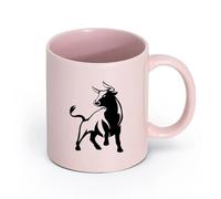 AYUEHBN cerámica Tazas para Hogar y Oficina Toro enojado con cuernos de rodeo Animal Spain Ranch （11oz/320ml） Regalo único de oficina para mujeres y hombres Rosa