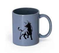 AYUEHBN cerámica Tazas para Hogar y Oficina Toro enojado con cuernos de rodeo Animal Spain Ranch （11oz/320ml） Regalo único de oficina para mujeres y hombres Gris azulado
