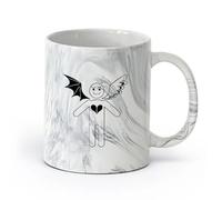 AYUEHBN cerámica Tazas personalizadas Ángeles y demonios: matrimonio romántico y divertido （11oz/320ml） Para café, sopa, té, leche, latte, chocolate caliente, para mujeres y hombres Negro mármol